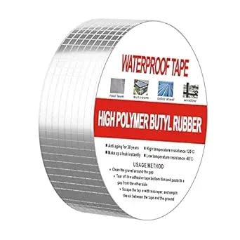 Mega Corp Leakage Repair Waterproof Tape for Pipe Leakage Water Leakage in Tank Roof Water Leakage Solution Aluminium Foil Tape Super Waterproof Adhesive Tape Butyl Tape (2 Inch X 5 Meter)-image-25