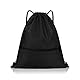 TSHAOUN Turnbeutel mit Reißverschluß Wasserdicht Sportbeutel Verstellbar Tunnelzug Rucksack,Wasserdicht Sportbeutel Hipster Gym Bag Rucksackb Mit Verstellbar Tunnelzug Gymsack (black)