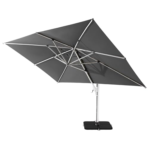 Koncemel 10X13FT Khaki Cantilever Outdoor Umbrellas, Large Square Patio Umbrella Double Top 360°Rotation