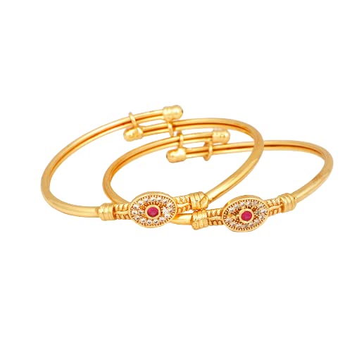 Shreeji art Jewels Brass Gold Plated and Cubic Zirconia Bangles for Women  Girls, Antique Bangle Set Of Kada Jewellery