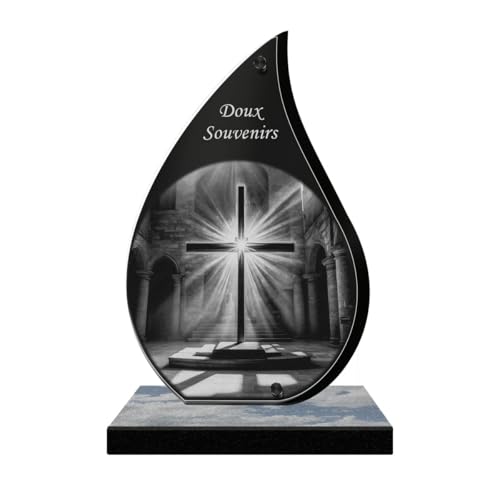 Eternel - Plaque Funéraire Personnalisée Lueur - Croix Chrétienne, Eglise, Chrétien - Texte Personnalisable, Plaque Funéraire Gravée au Laser, Hommage, Plaque Mortuaire, Tombale, Cérémonie Funérailles