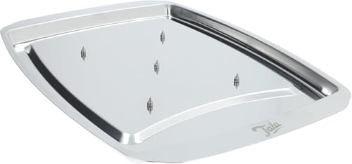 Tala Tranchierplatte aus Edelstahl 35,5 x 25 cm – 5 Haltespitzen, Saftrinne und Spiegelglanz für sauberes Tranchieren von Fleisch und Geflügel