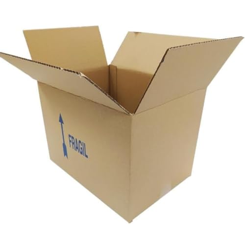 Cajas de Cartón Resistentes para Mudanzas, Envíos y Almacenaje - Cajas Grandes Marcadas con 'Frágil' Perfectas para Embalaje Seguro (Pack 20 Cajas 35x32x30 cm)