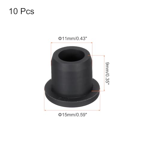 Image of MECCANIXITY High Temp Silicone Plug Mount Dia 11mm /0.43 Inch T Shaped Solid Rubber Stopper Hole Plugs for Coating Plating Waterproof Sealing Plugs Black Pack of 10(OD 15mm /0.59 Inch)