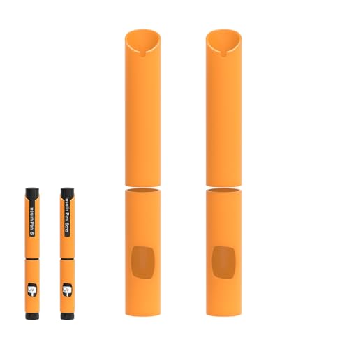 NovoPen Case, Insulin Pen Holder, Diabetic Accessories, Durable NovoPen Protector, Fit for 4, 5, 6, Echo, Echo Plus, for Insulin Pen Travel and Home, Keep Pen Safe, Only Silicone Cover 2P (Orange)