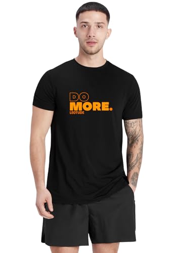 Image of LEOTUDE Men's Regular Fit Half Sleeve Round Neck Cottonblend Tshirt (Color Black)