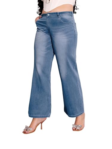 Image of Miss Chase A+ Women's Wide-Leg High Rise Regular Length Stretchable Denim Jeans
