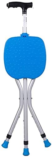 Bastón plegable con luz LED y asiento, 5 niveles de altura, base de 3 patas, soporta 100 kg para personas mayores y discapacitadas