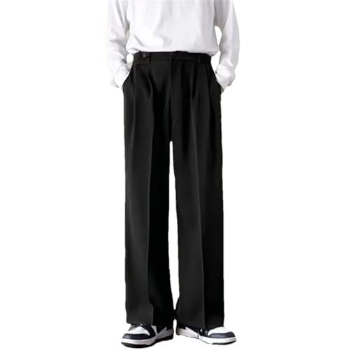 Men Brown Black Suit Pants Fashion Social Dress Pants Korean Loose Straight Wide Leg Office Formal Trousers