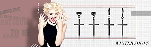 Dangle Stud Earrings,Flongo Men's Womens Stainless Steel Pearl Cross Dangle Hinged Stud Earrings,Piercing Christmas Cross Huggie Hoop Earrings Gift For Men Women Wedding Valentine's Day #TOP5