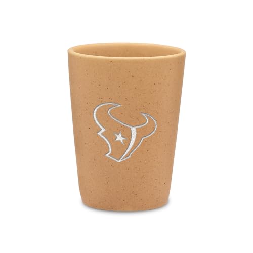 Rico Industries NFL Football Houston Texans Sand 2oz Ceramic Shot Glass for Fans, Laser Engraved In Trendy Color Single Shot Glass