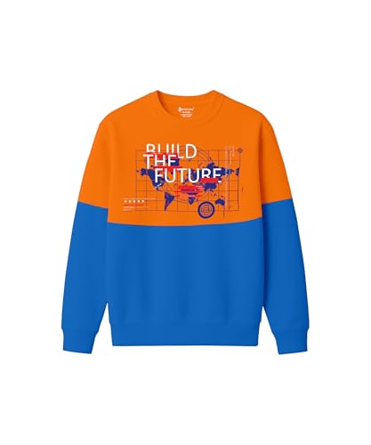 KYDA KIDS 100% Cotton Boys Sweatshirt Round Neck Printed Full Sleeve Sweat Shirts for Boys Regular Fit Orange