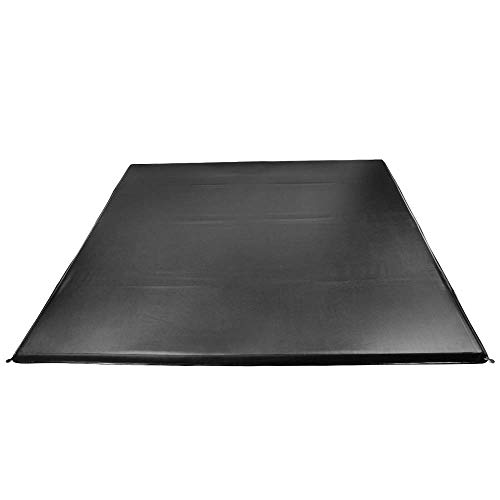 IKON MOTORSPORTS, LED Tonneau Cover Compatible With 1997-2004 Ford F-150 Styleside 6.5FT Bed, Quad 4 Fold Black 6.5 Feet, 1998 1999 2000 2001 2002 2003