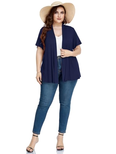 Image of LARACE Short Sleeve Cardigans for Womens Summer Tops Casual Plus Size Open Front Lightweight Cover Up