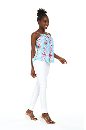 Image of Hawaii Hangover Family Matching Clothes, Pink Hibiscus Vine Turquoise | Family matching Hawaiian outfits, Pink Hibiscus Vine Turquoise, lightweight rayon, machine washable, tropical floral print