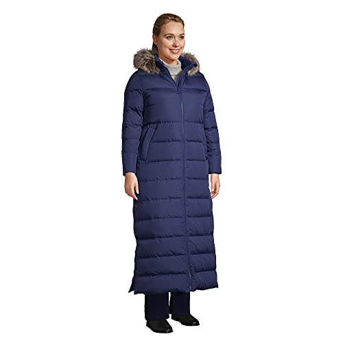 Lands' End Womens Maxi Down Coat Deep Sea Navy Plus 1X #TOP2