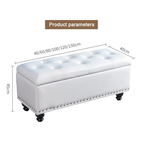 Banco zapatero de cuero rectangular con almacenamiento 2 en 1 y asiento 3