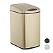 Relaxdays Sensor Mülleimer 12l, eckiger Abfalleimer mit Deckel & Inneneimer, Küche & Bad, Automatik Mülleimer, gold