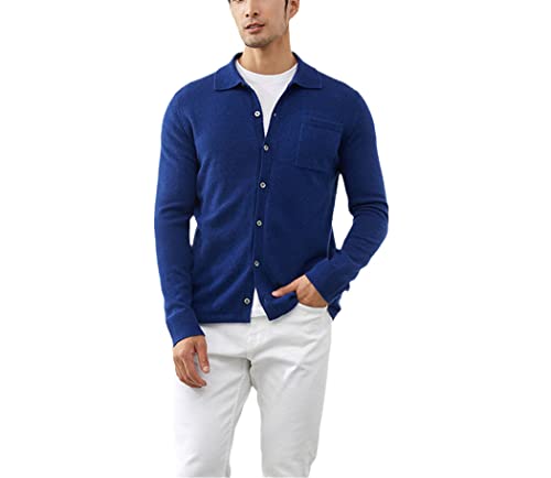 Cardigan cachemire de chèvre homme idéal pour le style mi-saison en bleu marine