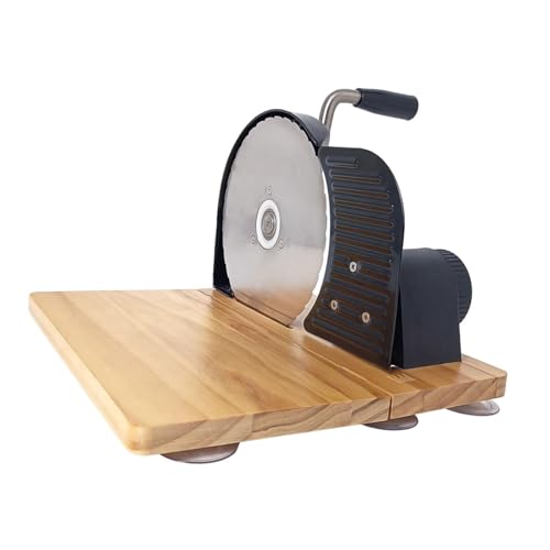 perfk Affettatrice rotante per pane, manuale, in acciaio inox, facile da usare, con manovella, accessorio da cucina per tagliare il pane tostato, Nero