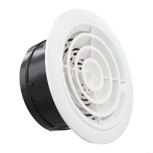 Desiumite Cubierta de ventilación interior de pared redonda ajustable para el hogar y el jardín, rejilla de ventilación ABS con volumen de aire ajustable, compatible con conductos de 75-200 mm, (125