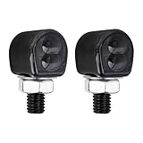 cooideamoto Motorcycle LED Mini Blinkers Small Turn Signals Light Micro Front Rear Indicator Fit for Harley Touring Dyna Softail Sportster Road King M8 Thread (Black Shell+Black Lens+2 Light)