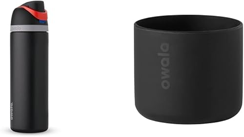 Owala Star Wars FreeSip - Botella de agua aislada de acero inoxidable y funda de silicona para botella de agua, funda protectora antideslizante para