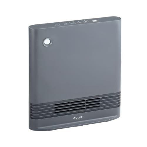 QUADS(クワッズ) 薄型 省エネ セラミックヒーター スポット暖房 1200W 大風量 スリム 光る 人感センサー エコ コンパクト 小型 速暖 電気ヒーター 電気ストーブ SLIM ENA HEAT S スリムエナヒートS (グレー)