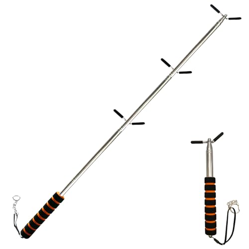 Extendable Safety Tester Pole Manual Stainless Steel Rod for Reaching Smoke Alarm Buttons and Exit Signs 1 Pack Easily Access High Areas Without a Ladder for Safer Inspections