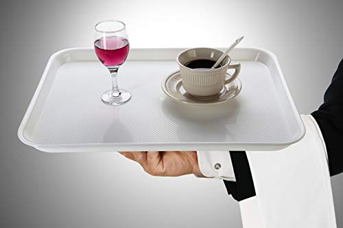 Eslite Rectangular Plastic Serving Trays,Fast Food Serving Cafeteria Trays,17"X13",Set Of 6(White) #TOP4