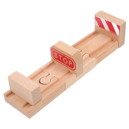 MUSISALY Holzeisenbahn Zubehör Für Kinder 3 Stück Konkaves Holzschienenspielzeug Mit Stoppern Langlebiges Sicheres Holzmaterial Für Eisenbahn Szene Und Bahn Layout