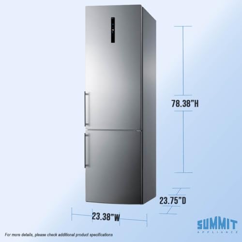 Summit 24" Refrigerator, 11.7 cu.ft Capacity Refrigerator - Freezer, Bottom Freezer, Ice Maker, Counter Depth, Stainless Steel - FFBF181ES2IM on Fridge.com