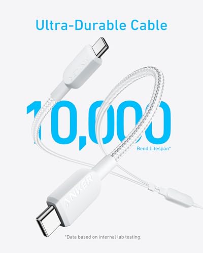 Image of Anker Cable,6FT 2-in-1 USB C to USB C Cable 140W Max,Fast Charging for iPhone 17 /17 Pro Max /16 Series,MacBook Air /Pro,and More(Braided,White)
