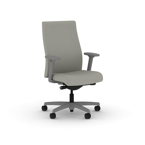 Image of HON Ignition 2.0 Ergonomic Office Chair with Adjustable Arms, Advanced Synchro‑Tilt Recline, Upholstered Desk and Computer Chair for Home Office or Workstation, Titanium Frame, Fog