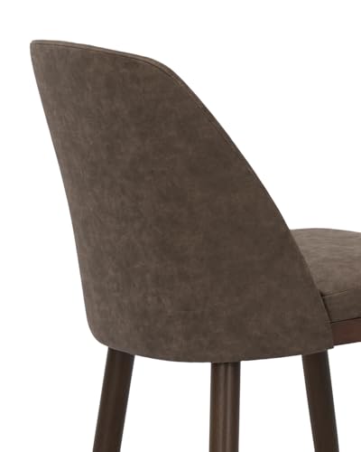 Image of Upholstered Dining Chairs Set of 4 - Modern Dining Room Chairs, Mid-Back Restaurant Kitchen Chairs with Wooden Legs, Dark Brown