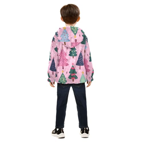 Christmas Trees Girls Fleece Jacket Girls Fall Jacket Girls Zip Up Hoodie Girls Sherpa Jacket 2-10T4