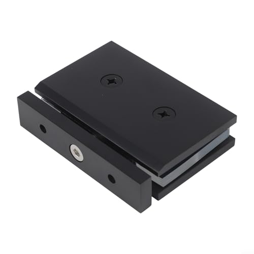 Glewi Abrazadera de vidrio de latón de 360 grados para montaje en pared para paneles de vidrio de 8 a 12 mm de grosor con herrajes de acabado esmerilado pulido (negro)