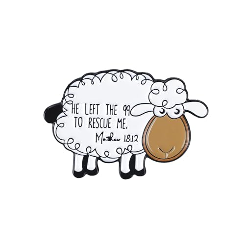 Christian Shepherd Enamel Pins, He Left The 99 Lost Sheep Brooch Pin, Gift For Jesus Lover God Lover Christian Devotee, Matthew 18 12 Bible Verse Brooches, Religious Lapel Badge, Jesus Rescue Decorative Jewelry