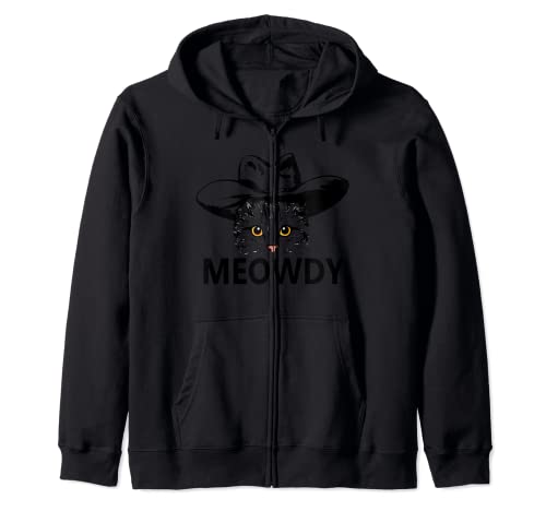 Meowdy Funny Mashup Meow and Howdy - Meme de gato sarcástico divertido Sudadera con Capucha