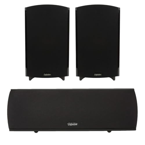 Pair of Definitive Technology ProMonitor 1000-2-Way Satellite or Bookshelf Speaker for Home Theater System + Definitive Technology Procenter 1000 Compact Center Speaker (Black) Bundle