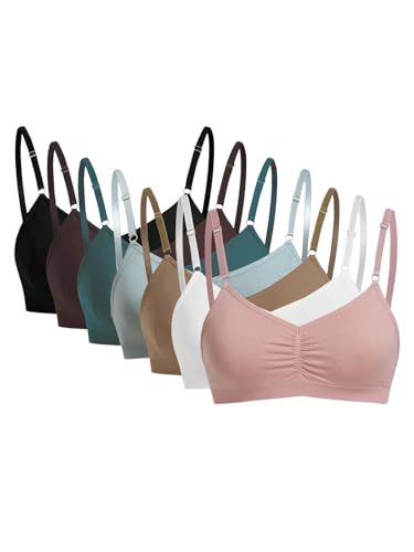 Women's 7 Pack Wireless Bralettes Seamless Adjustable Strap Bras