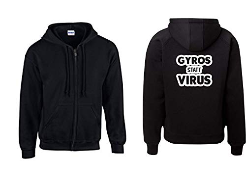Chaqueta divertida Gyros statt Virus con capucha y motivos de la crisis del papel higiénico