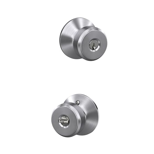 Image of SCHLAGE F51A BWE 626 Bowery Knob Keyed Entry Lock, Satin Chrome