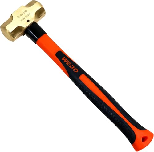 PRO SOURCE Non-Sparking Brass Head Sledge Hammer: 4 lb Head, 16