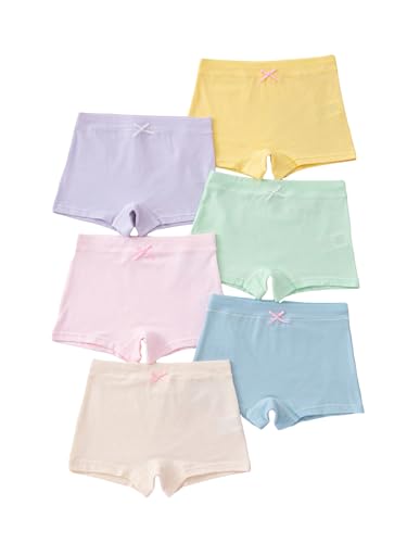 Floerns Girl's 6 Pcs Solid Bow Front Boxer Brief Colorblock Underwear Panties Yellow Multi 7Y