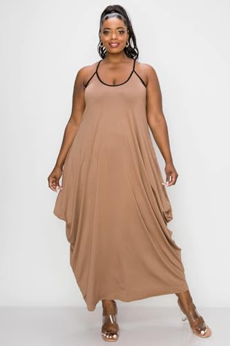 Image of BFFBABY Women's Casual Maxi Dress Sleeveless Tie Dye Spaghetti Strap Summer Plus Size Swing Sundress with Pockets
