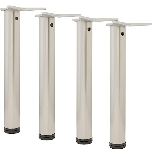 camar Tischfüße verstellbar 1100-1130mm rund, Metall Tischbeine höhenverstellbar, Stahl verchromt 4 Stück