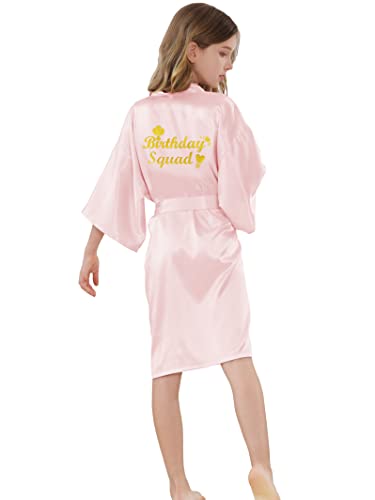 Birthday Squad Robe Birthday Girl Robe Kids Spa Robes for Girls Party Girls Satin Silky Kimono for Birthday Party
