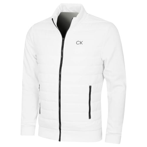 Calvin Klein Mens Hybrid Quilted Fleece Jacket - White - S