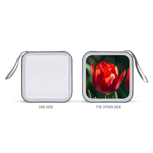 Pochette CD motif fleurs rouges moderne avec fermeture éclair solide - 7